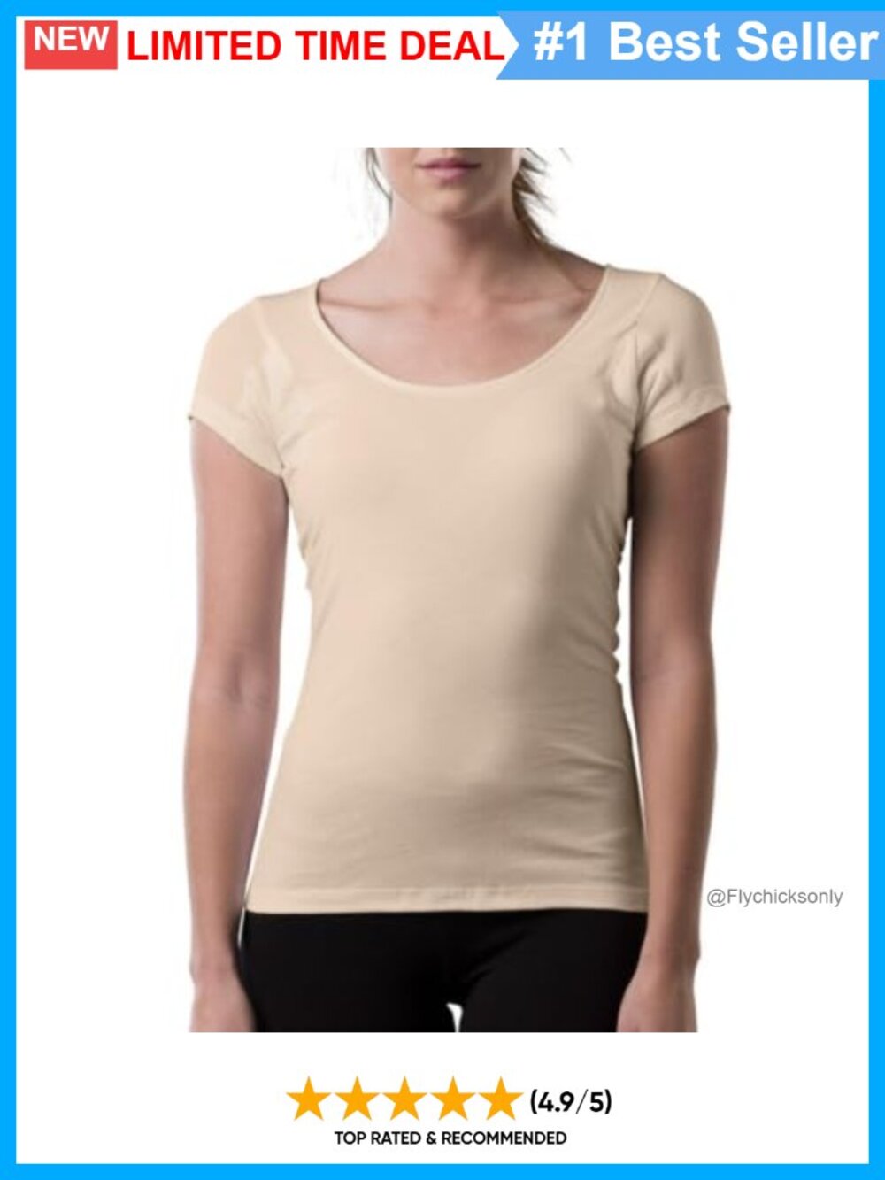 Cotton Sweatproof Undershirt Scoop Neck Sweat Blocking Tee